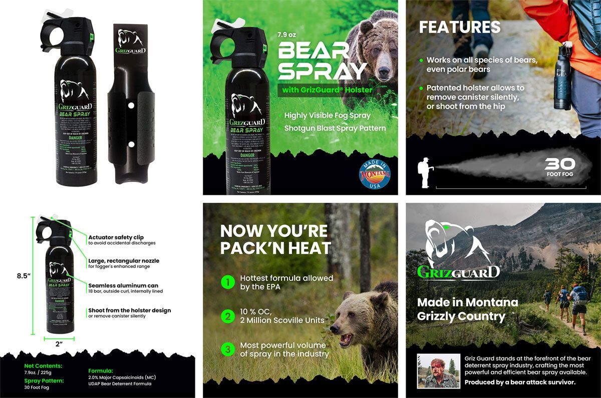 GrizGuard Bear Spray Fog Repellent Defense Safety Protection 30 Foot EPA Reg