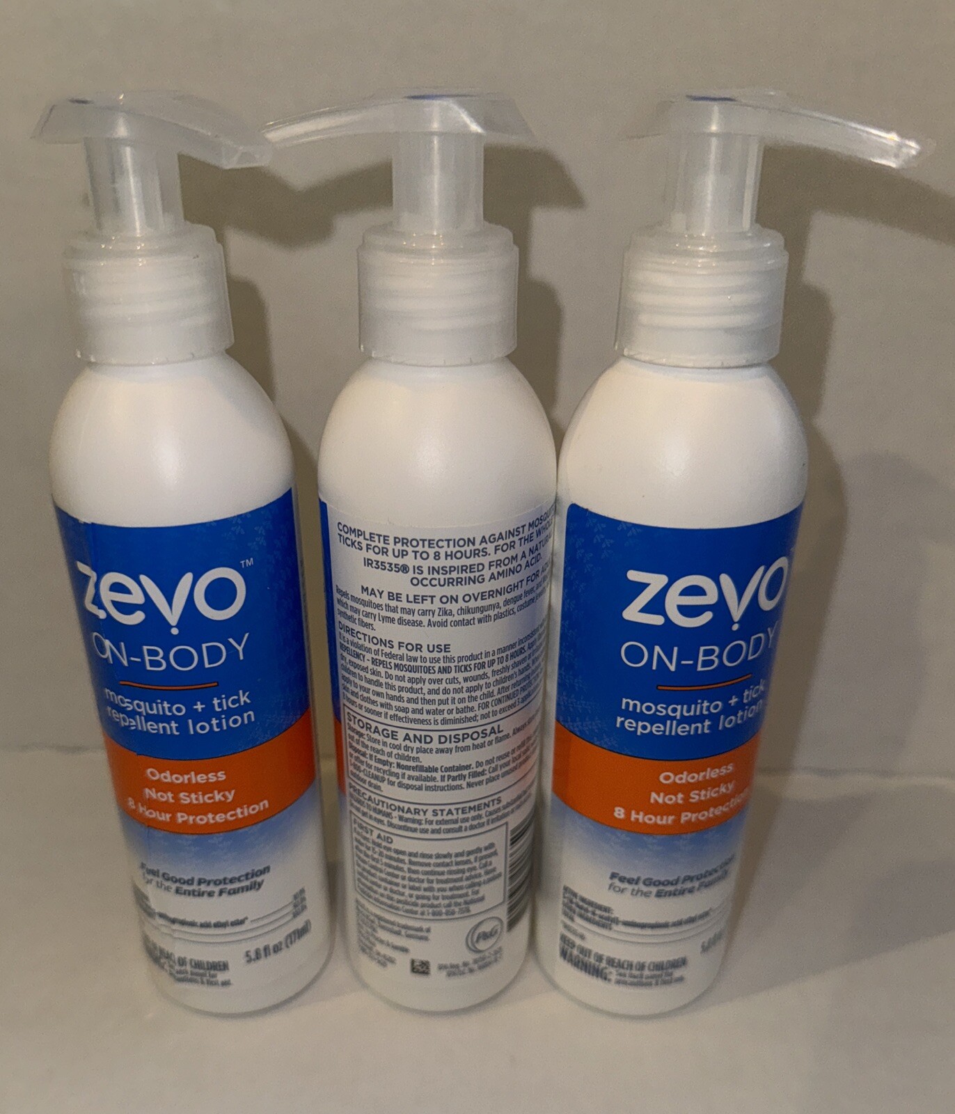 (3) Zevo On-Body 8 Hour Mosquito & Tick Repellent Lotion 5.8 Fl Oz