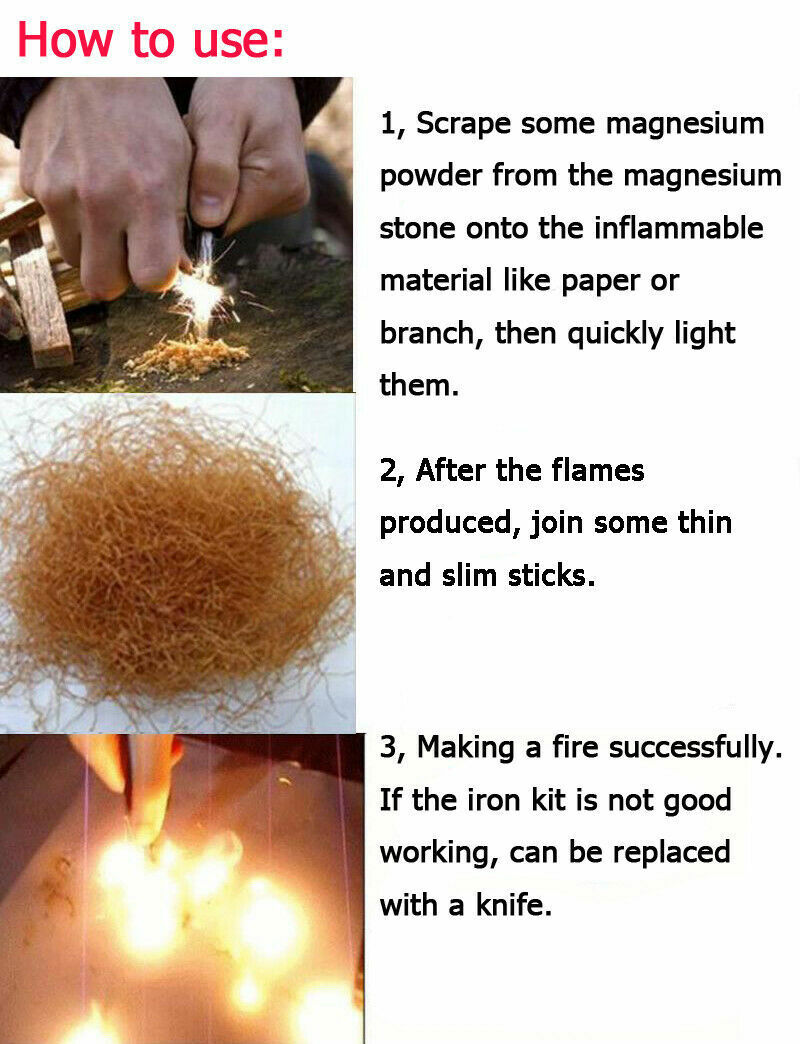 40pcs Huge Ferrocerium Ferro Flint Fire Starter Survival Magnesium Rod Lighter