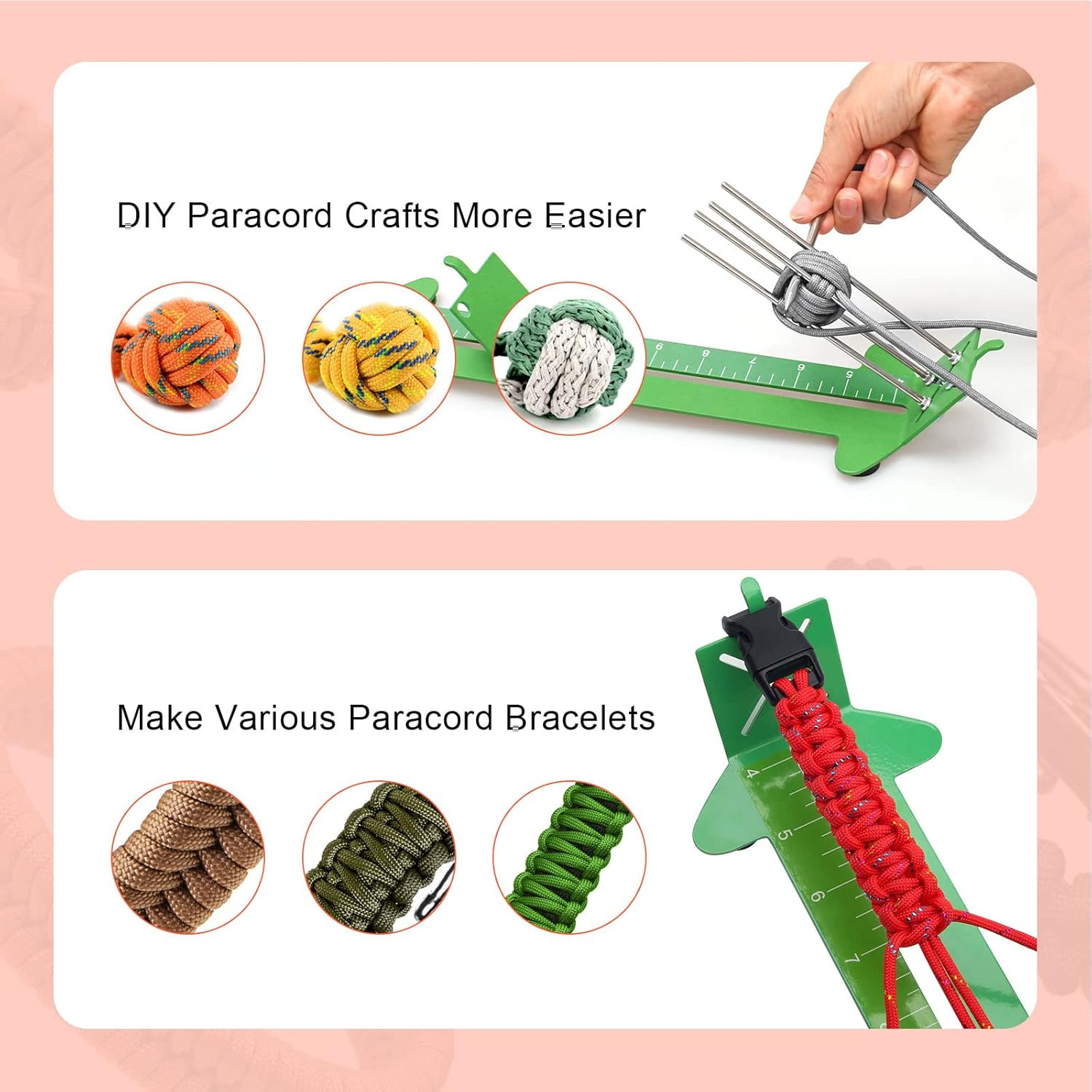 2 in 1 Paracord Bracelet Jig, Paracord Bracelet Making Kit, Adjustable Length DI