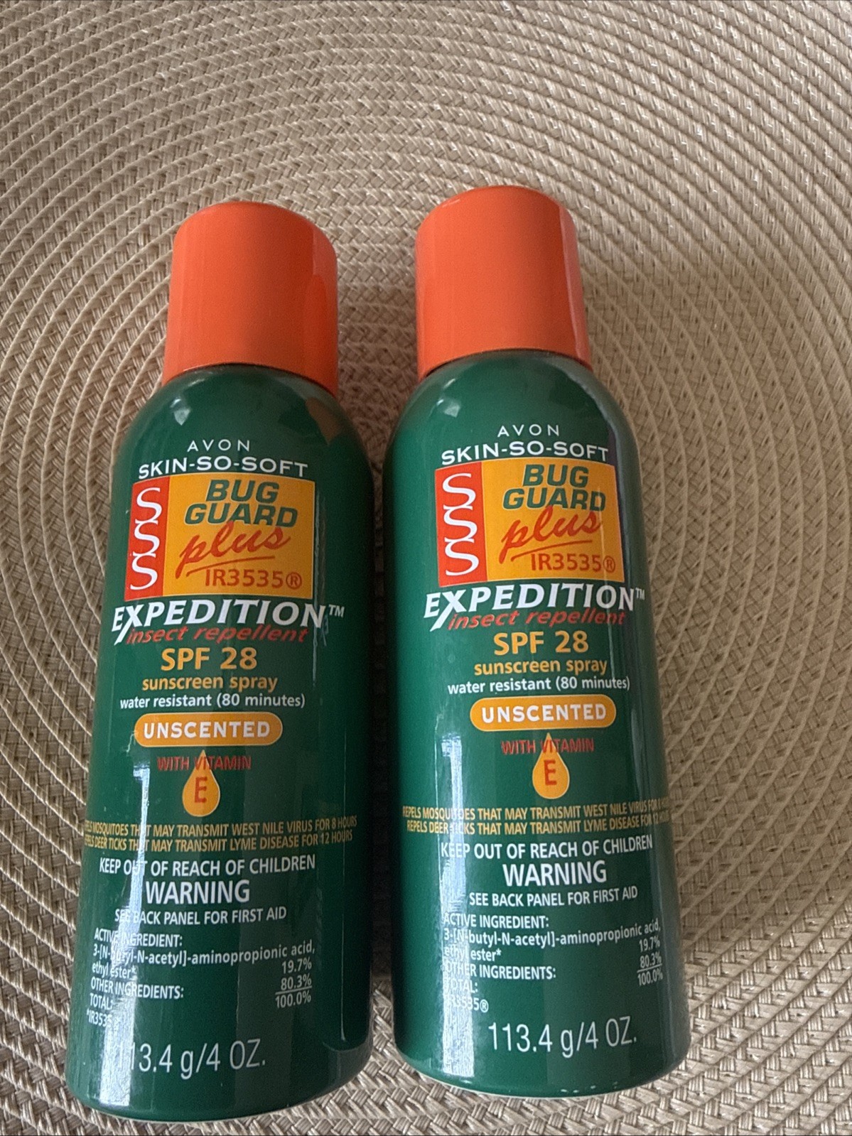 2-AVON SSS Bug Guard Plus Expedition Aerosol Spray SPF 28 Exp 12/2025