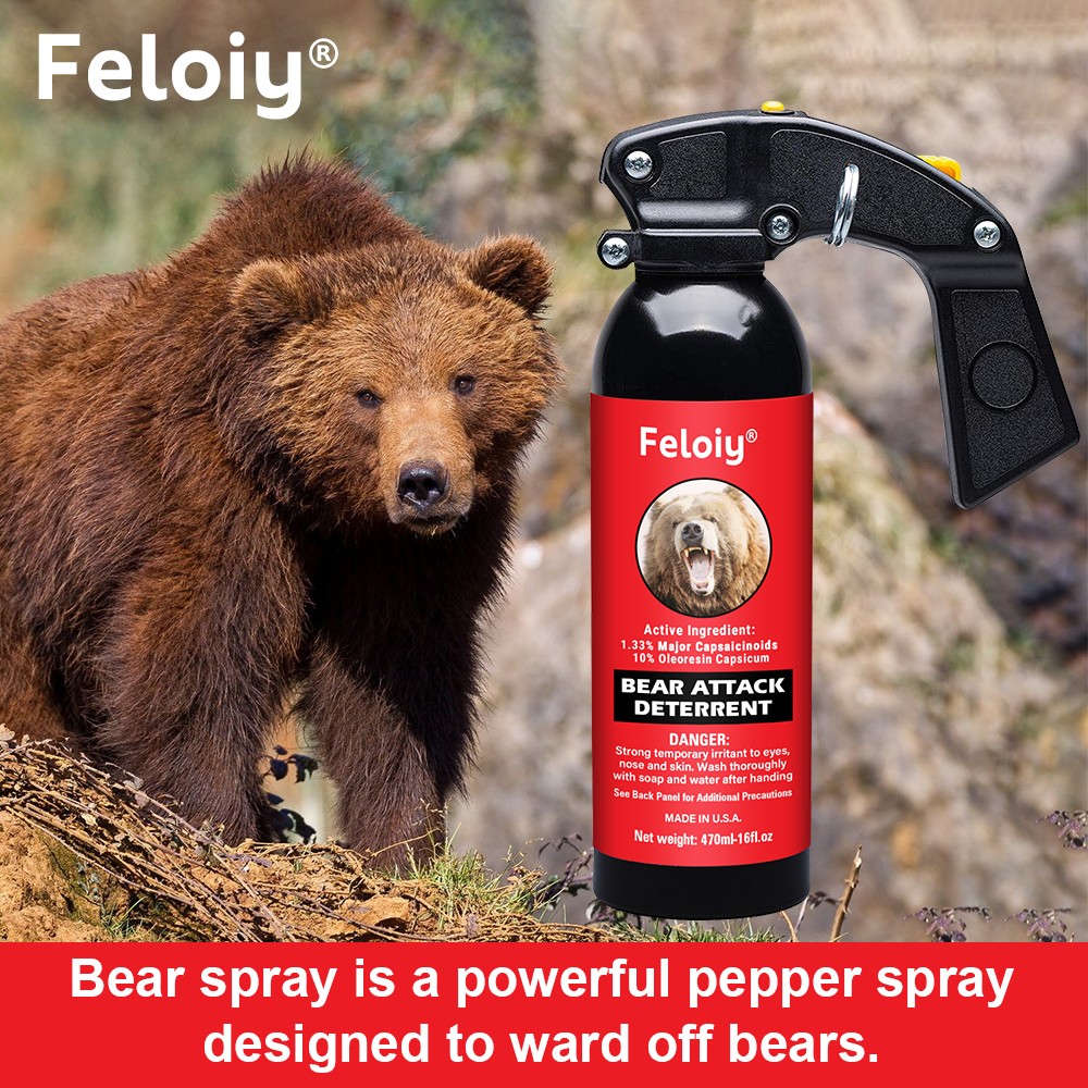 Feloiy 35 Feet BEAR Deterrent Repellent Spray 16 oz GLOW CAP CAMPING HIKING