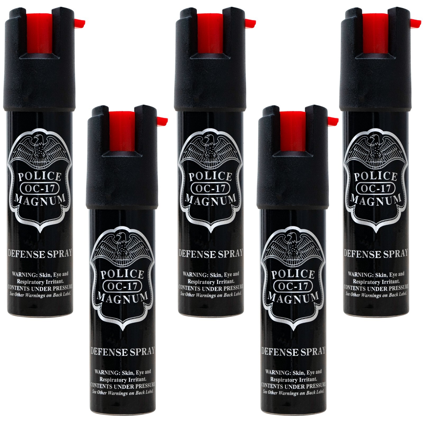 Pepper Spray Police Magnum 5 Pack .75oz unit twist lock self defense protection