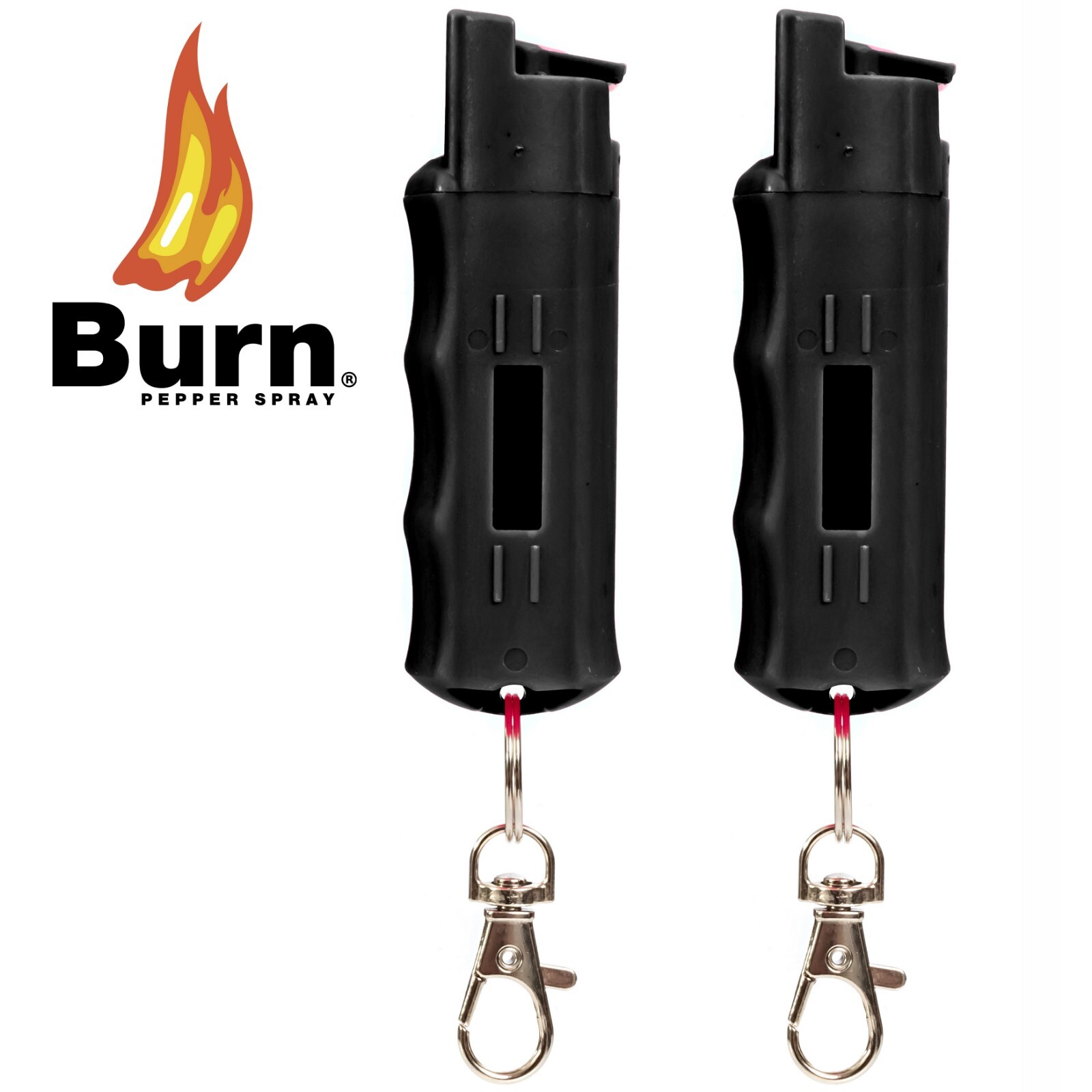 2 Pack Burn Pepper Spray 1/2oz Black Self Defense Security Keychain Twist Top