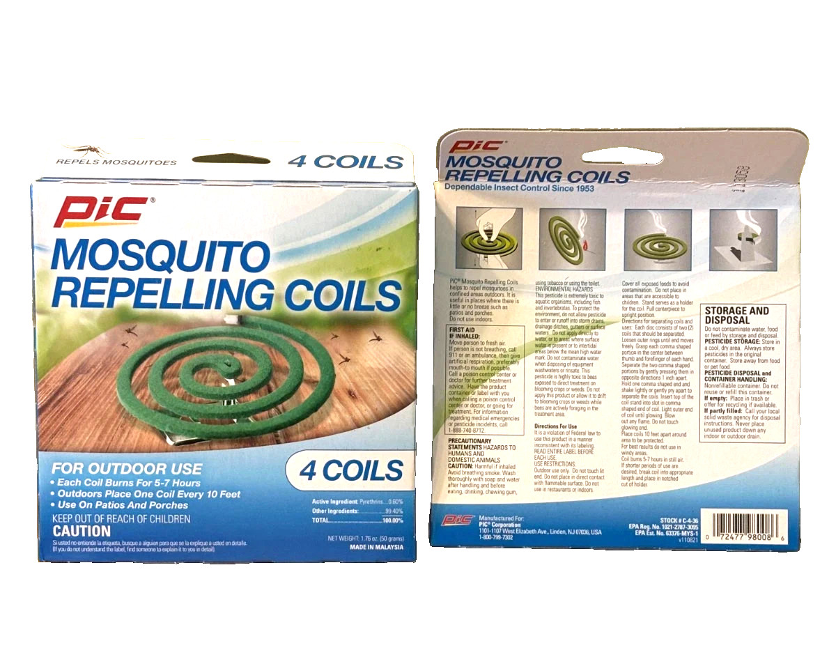 Lot Of 12- Pic Mosquito Repelling Coils 4 Coils Each Pack Total 48 Coils