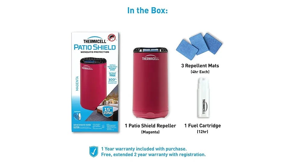 Thermacell Patio Shield Mosquito Repeller 15 Ft DEET-Free Magenta MRPSP