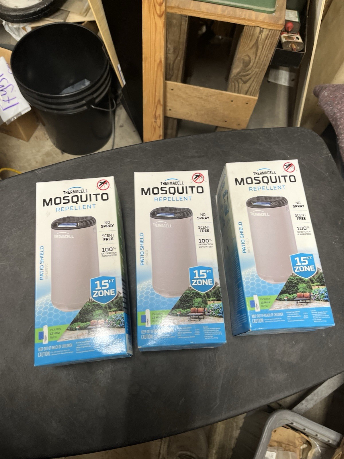 Lot Of 3 Thermacell Patio Shield 15FT Zone Mosquito Repellent gray