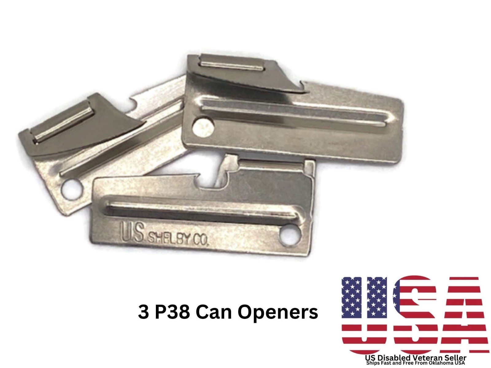 3 Pack Military Issue P38 Can Openers USA Made US SHELBY CO NSN 7330-01-467-0680
