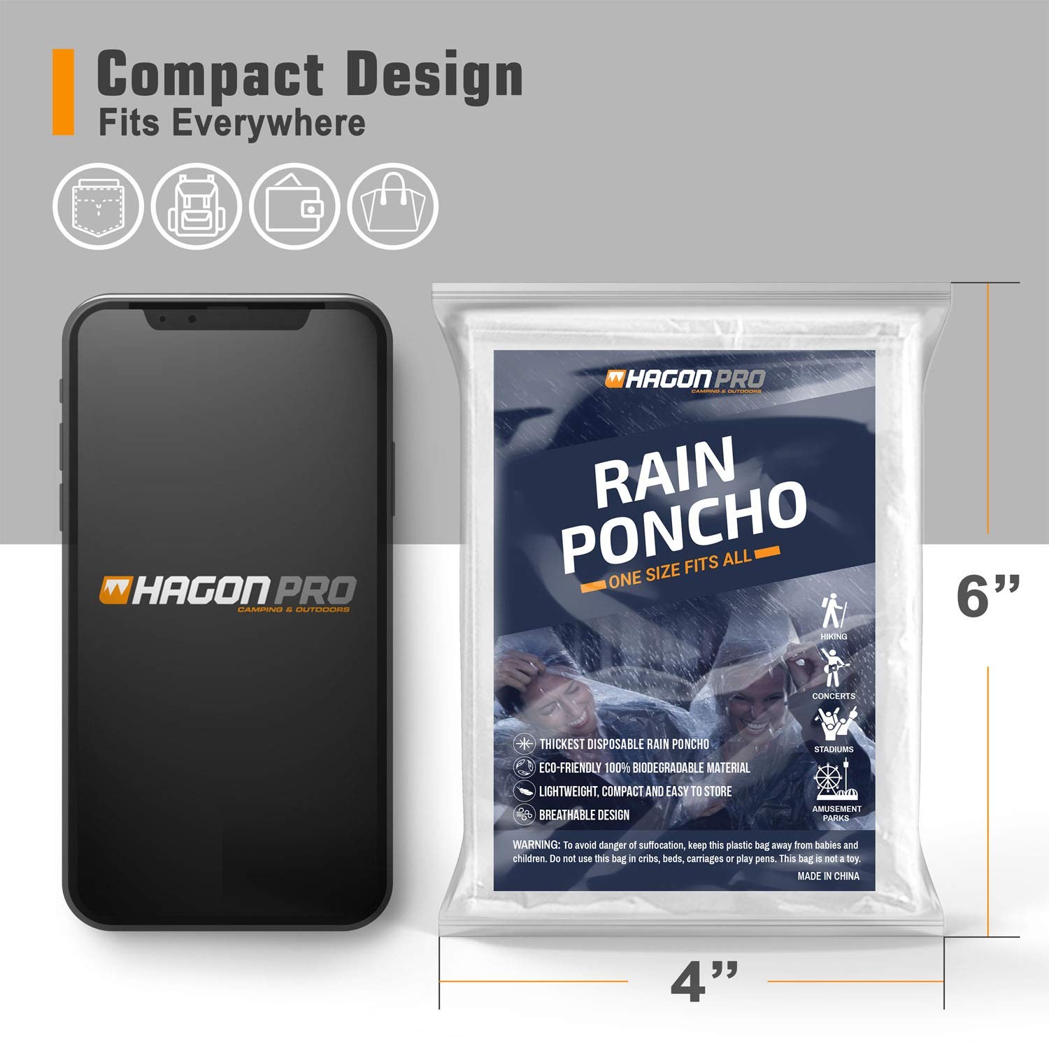 Disposable Rain Ponchos For Adults 5 Pack