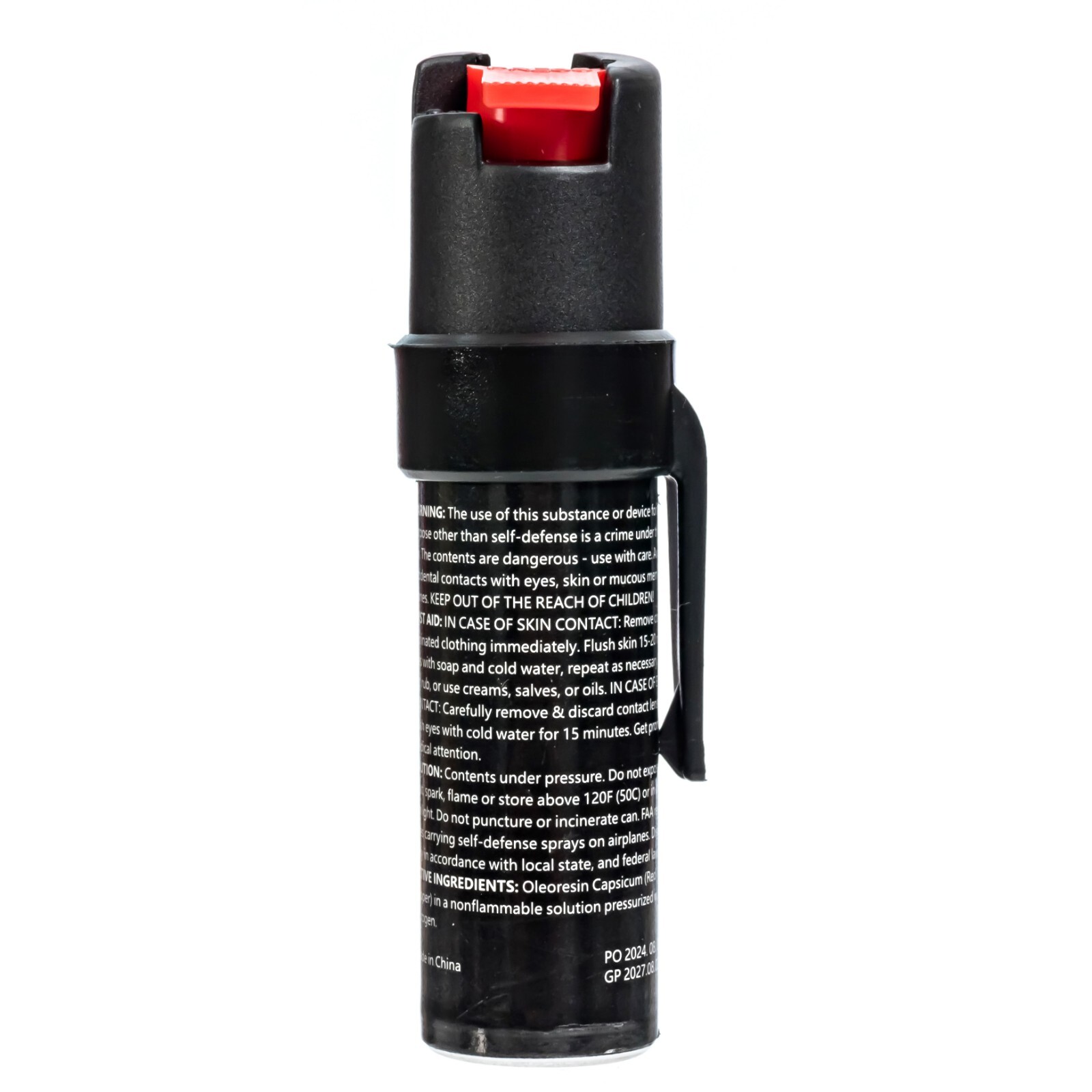 2 Pack Burn Pepper Spray for Self Defense 0.84 fl oz Black with Security Clip