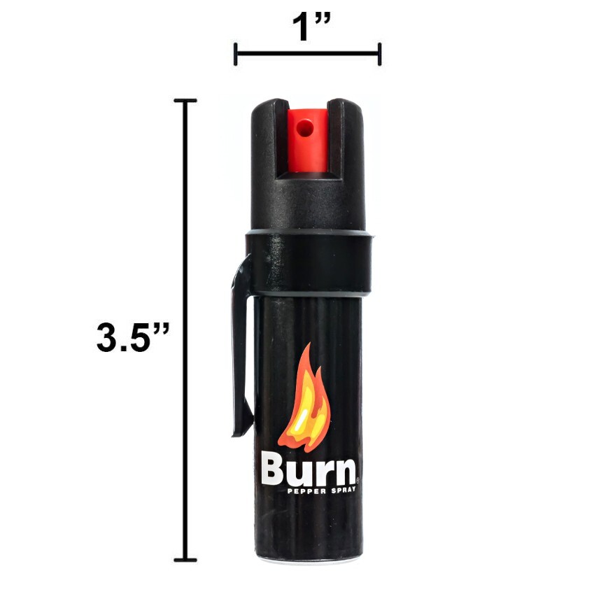 2 Pack Burn Pepper Spray for Self Defense 0.84 fl oz Black with Security Clip