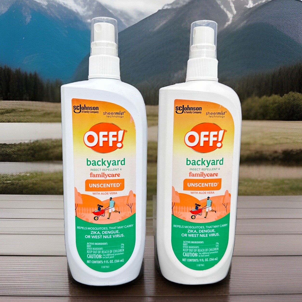 Off! Backyard Insect Repellent 4 Familycare Unscented Aloe Vera 9 fl oz *2PACK*