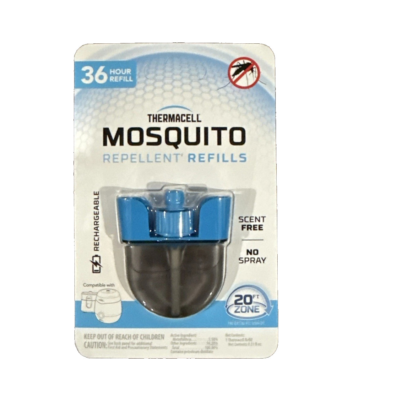Thermacell Mosquito Repellent Refill 36 Hour Scent-Free ER136 Rechargeable NEW