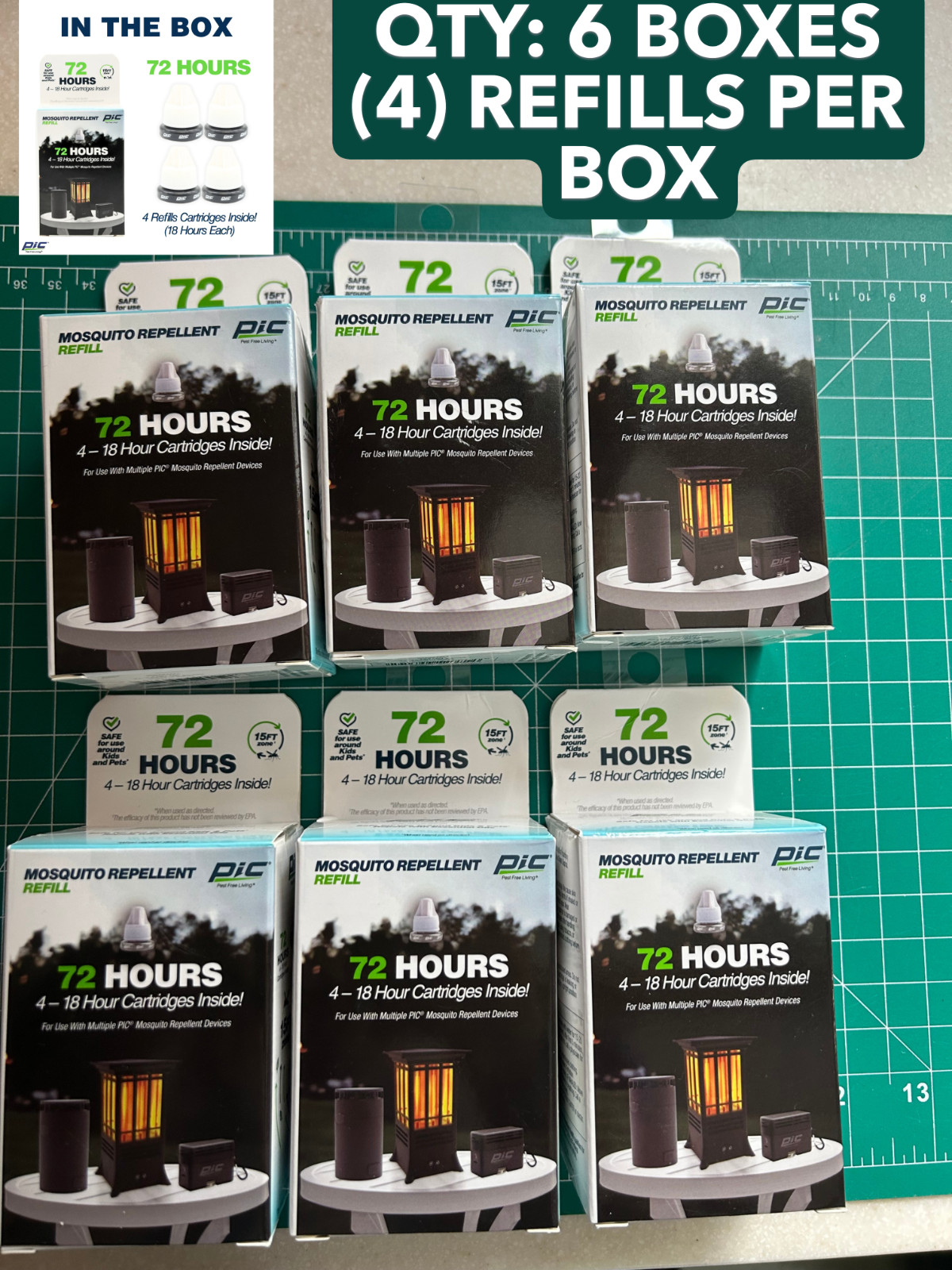 6-PACK LOT 4/PC 72 HOURS PIC MOSQUITO REPELLENT REFILL 4-18 Hour Cartridge