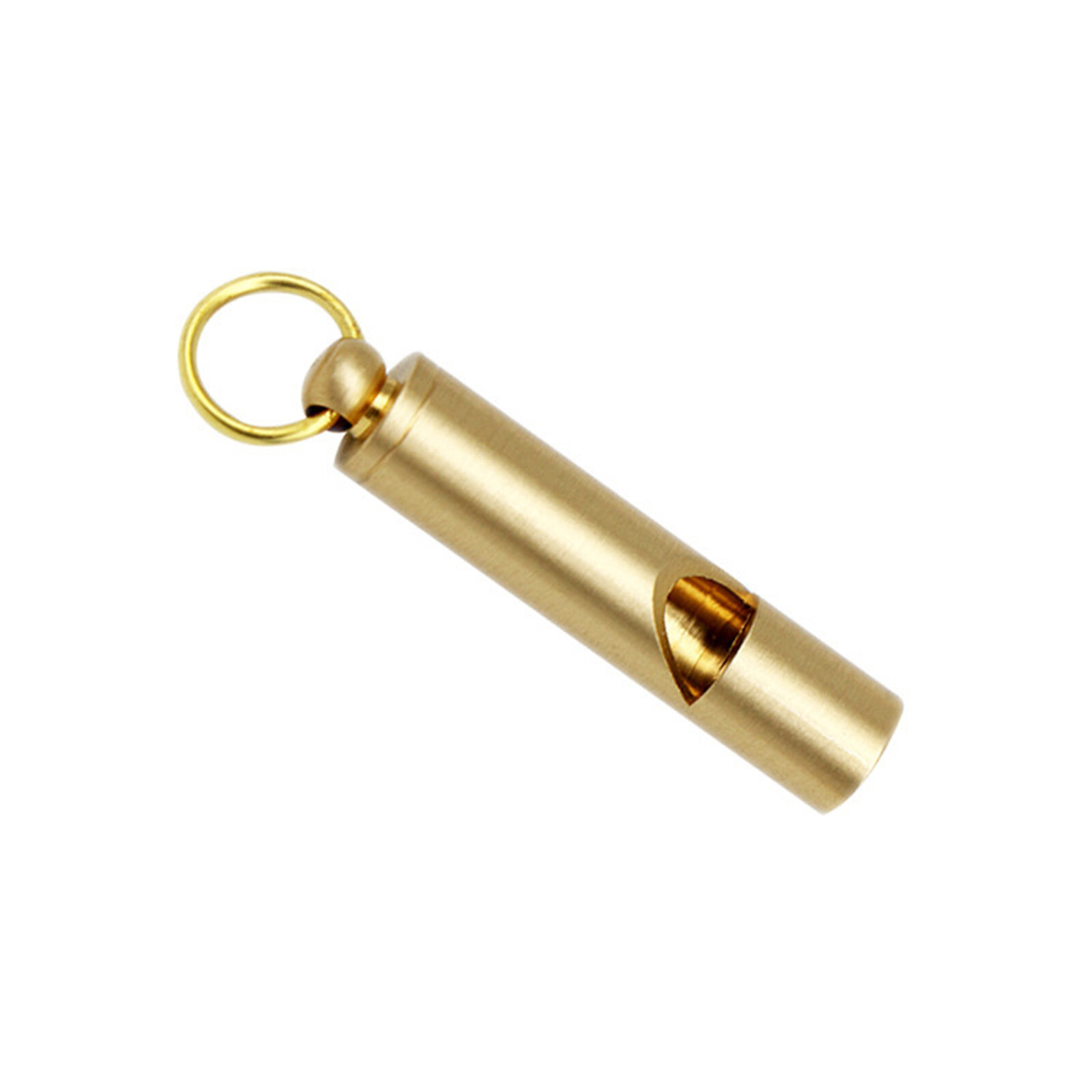 Solid Brass EDC Survival Whistle Keychains Hang Around Neck 47*10mm Waterproof