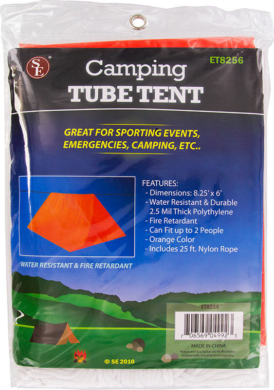 New 8 Foot Emergency Camping Survival Lightweight Tube Tent Orange