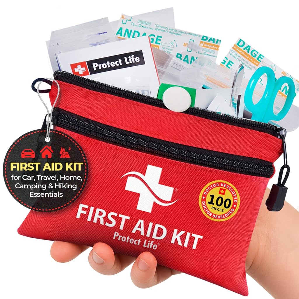 Travel First Aid Kit For Car – Small Mini Emergency Kit, 100 Piece Waterproof