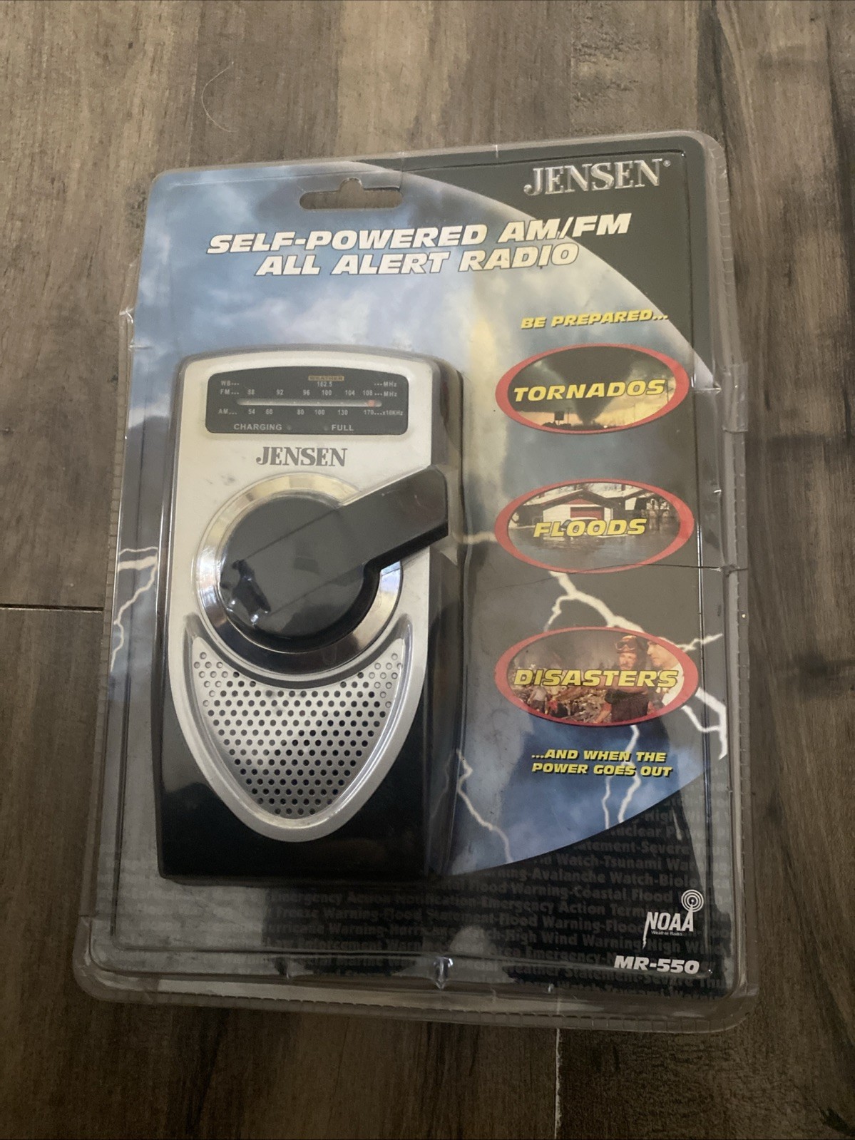 Jensen Self Powered AM/FM Weather Band Radio MR-550 NOAA Silver New Sealed