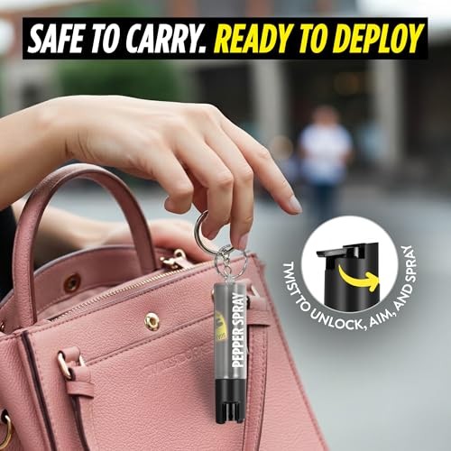 Police Edition Pepper Spray Keychain Self Defense Maximum Strength, 16 5-Pack