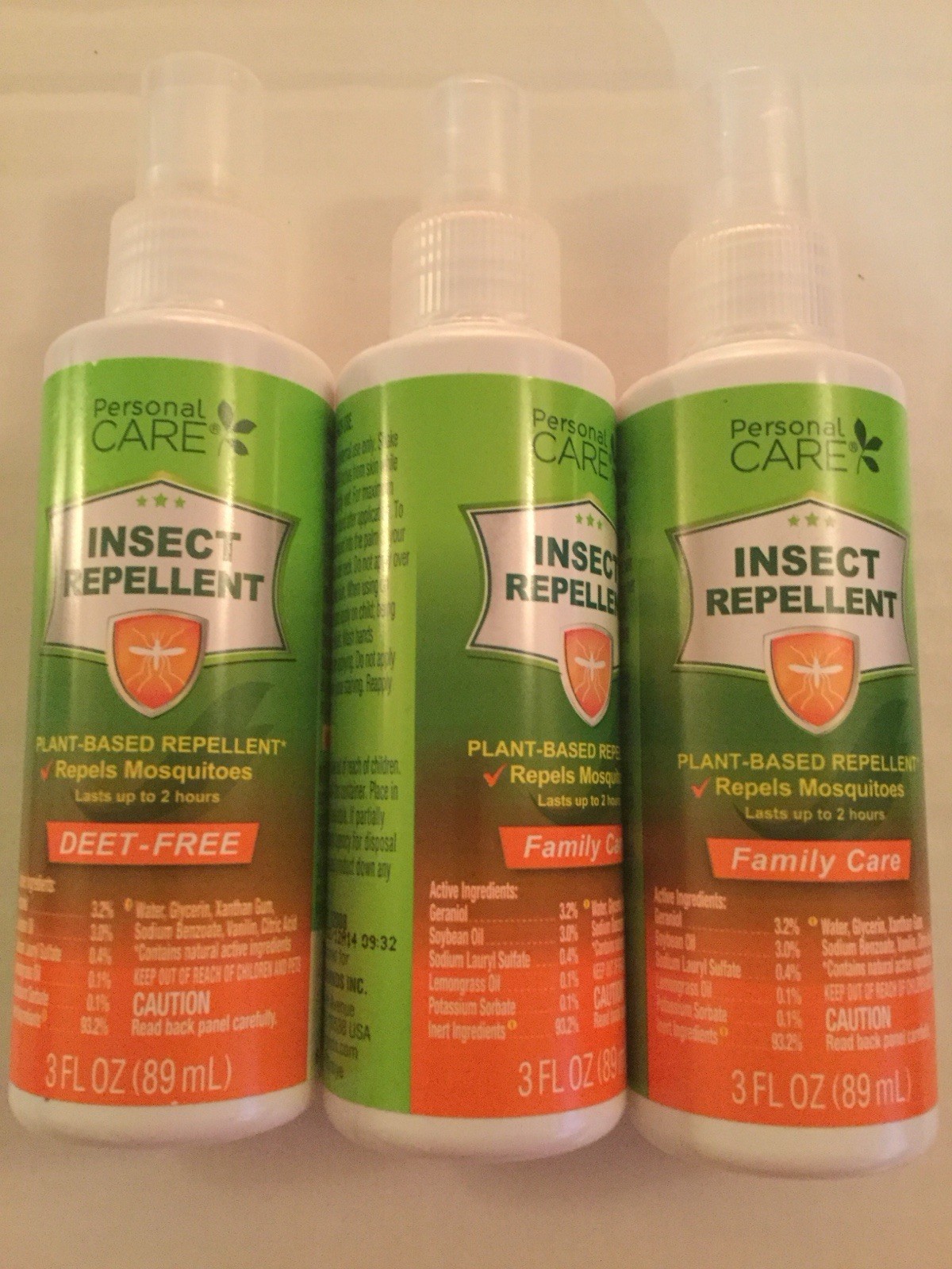 3 Personal Care insect repellent spray plant based 3 fl oz each total 9 oz