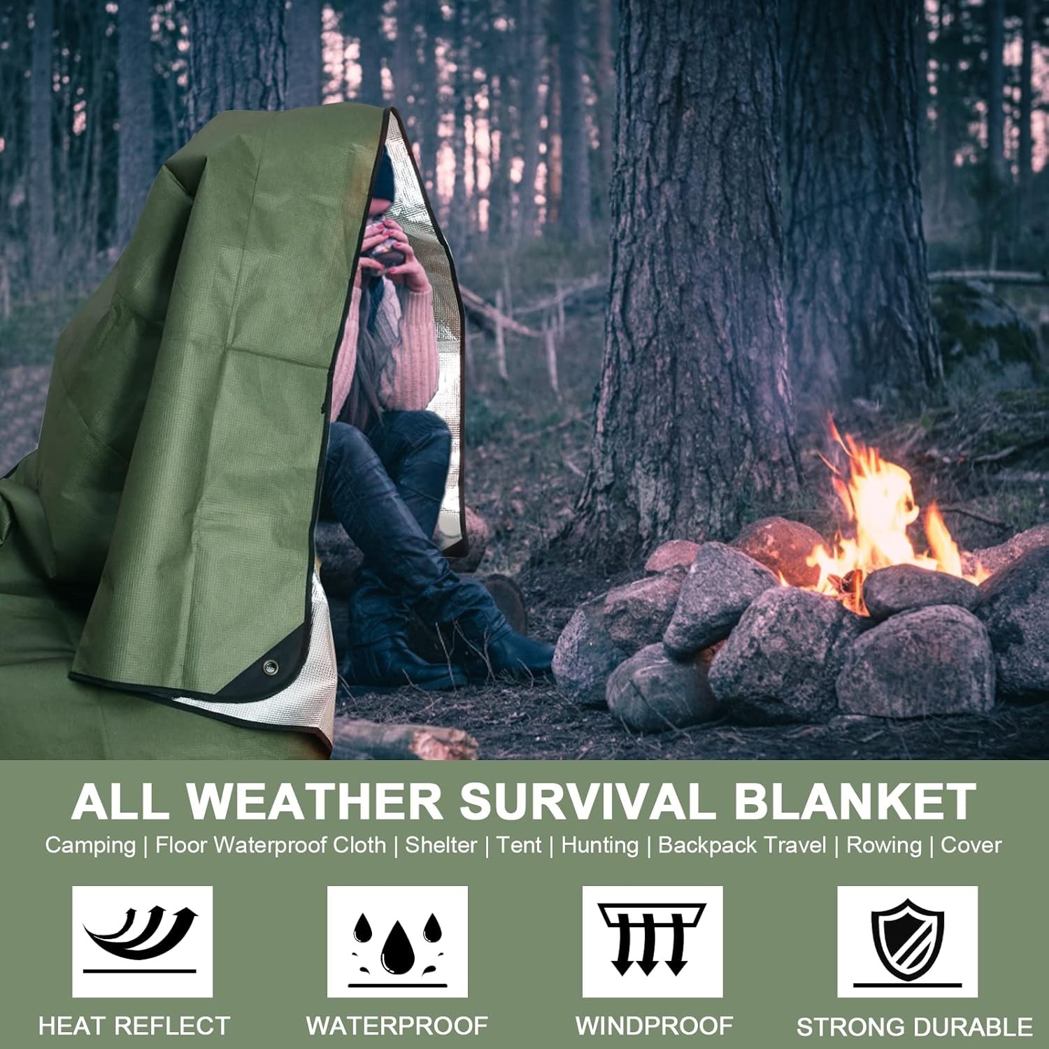 Heavy Duty Survival Blanket -Multifunctional Reflective Tarp Thermal Blanket – 6