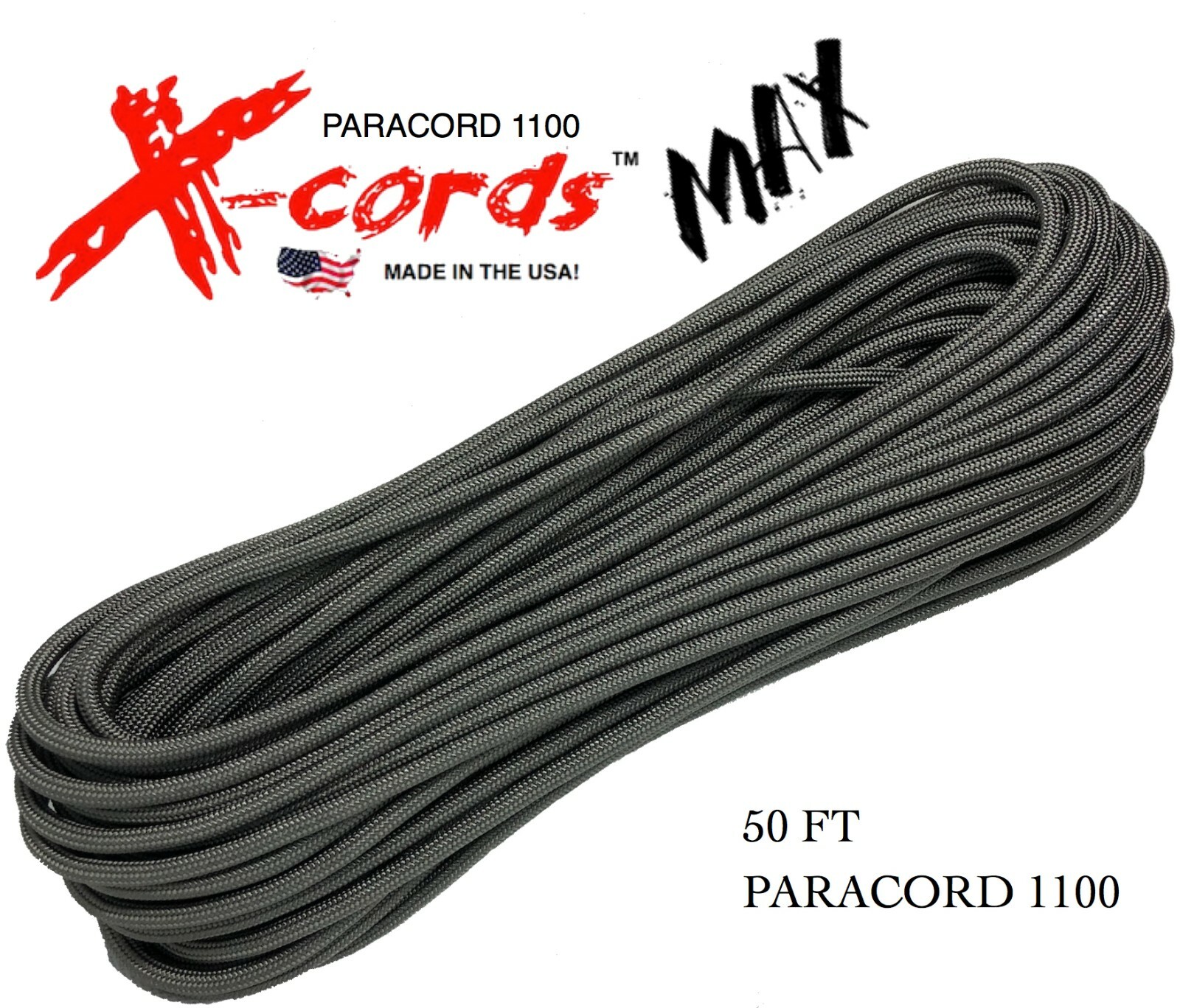X-Cords Paracord 1100 lb Strong Heavy Duty Cord MADE IN USA!