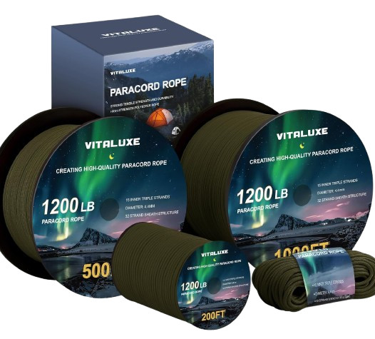 1200Lb Paracord Rope, 4.4Mm 15 Triple Strands Paracord, Heavy Duty Tactical Para