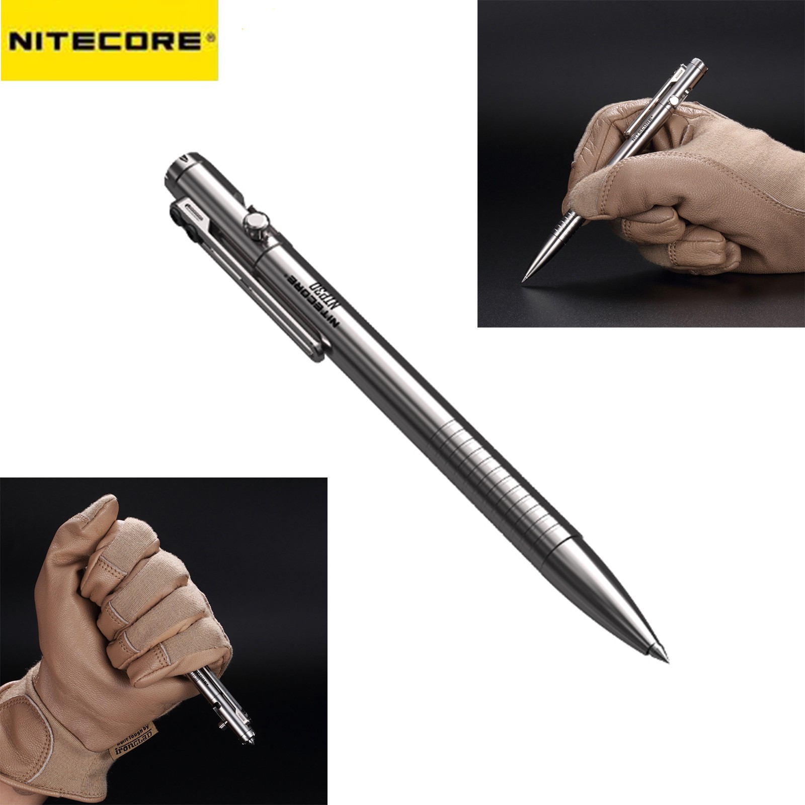 NITECORE NTP30 Tactical Pen Titanium Bidirectional Bolt Action W/ Glass Breaker