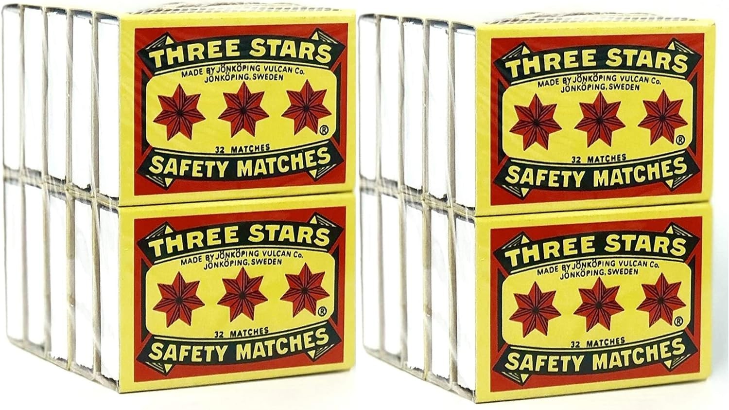 Three Stars Safety Matches, 10 pack (Two Packs)