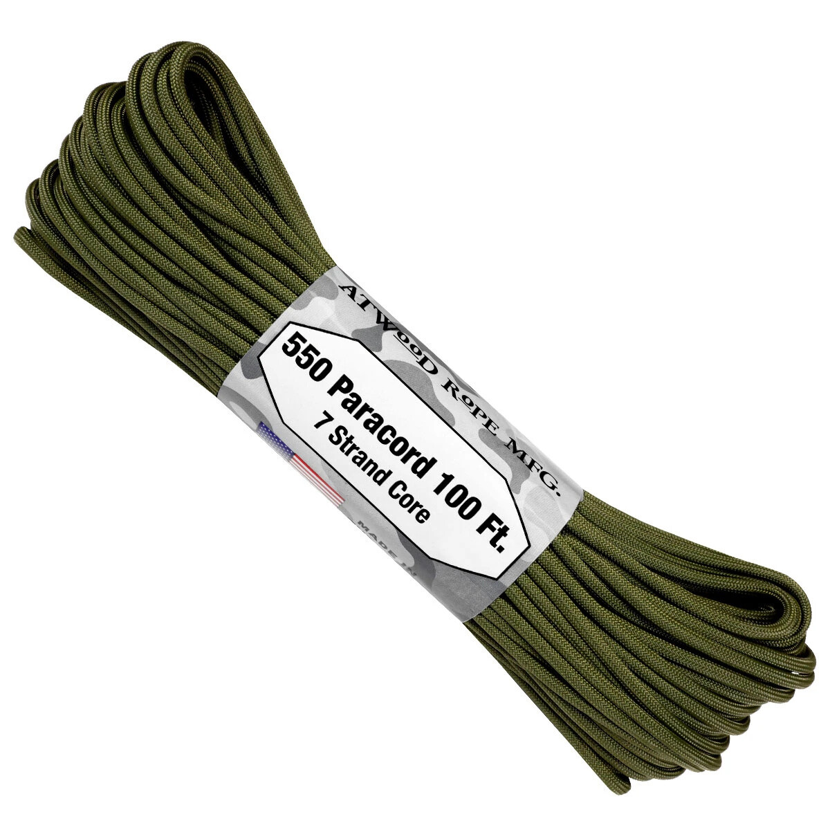 Military 550 Paracord – Army OD Green Parachute Cord – 100 FT – Made in USA