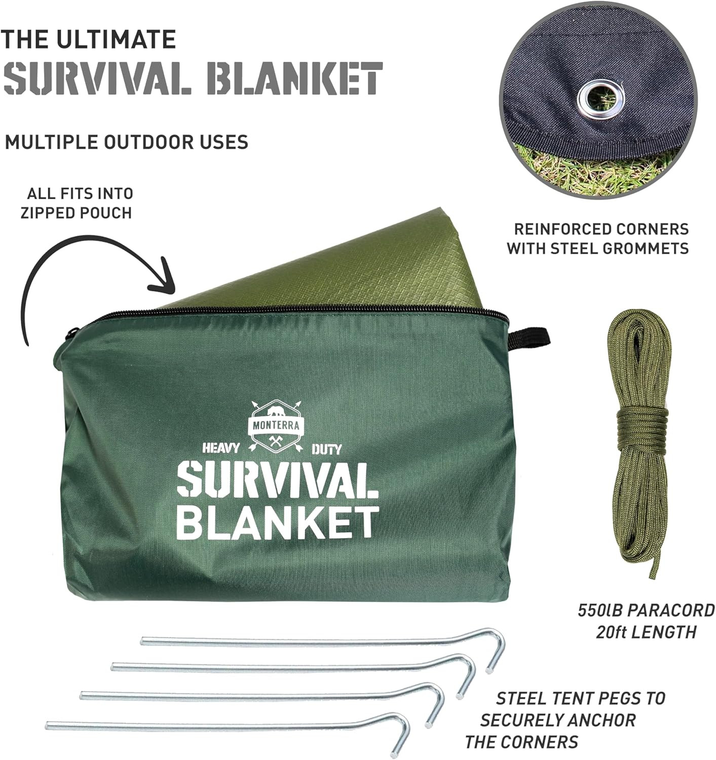 Insulated Tarp, Emergency Survival Blanket, 60” X 84”, Heavy Duty Waterproof Gro