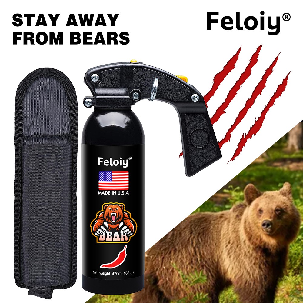 Feloiy 11 oz. Bear Repellent Survival Spray Deterrent 30ft with Holster
