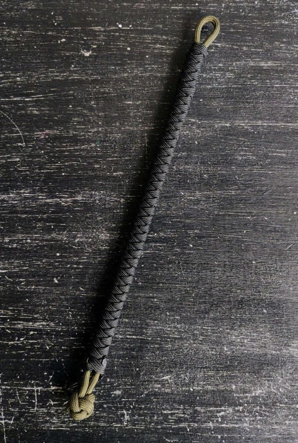 Handmade “Round Braid” Gutted Black and Olive Drab Paracord Bracelet