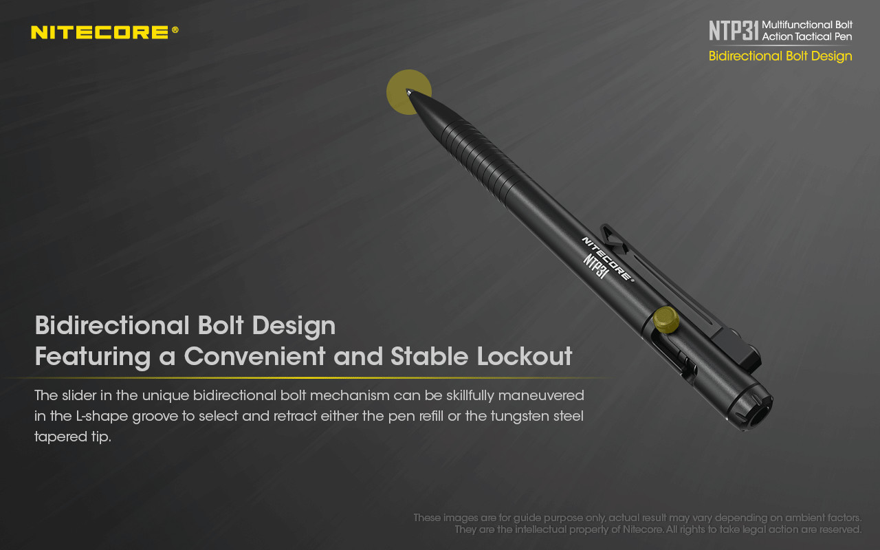 NITECORE NTP31 Bolt Action Aluminum Alloy Tactical Pen W/ Tungsten Glass Breaker