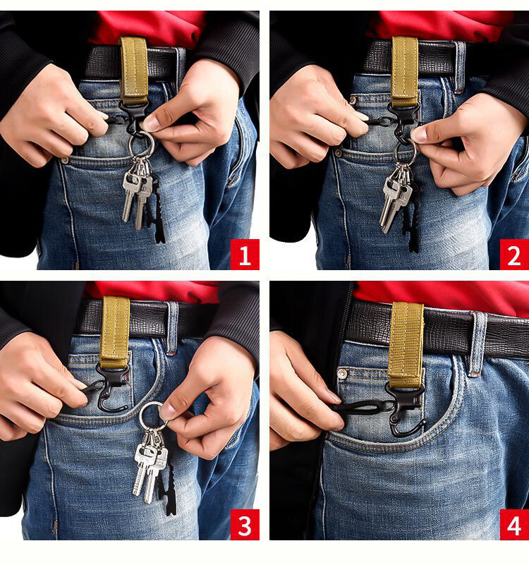 Outdoor Tactical Nylon Keychain Hook Camping Equipment Backpack Buckle Accessory
