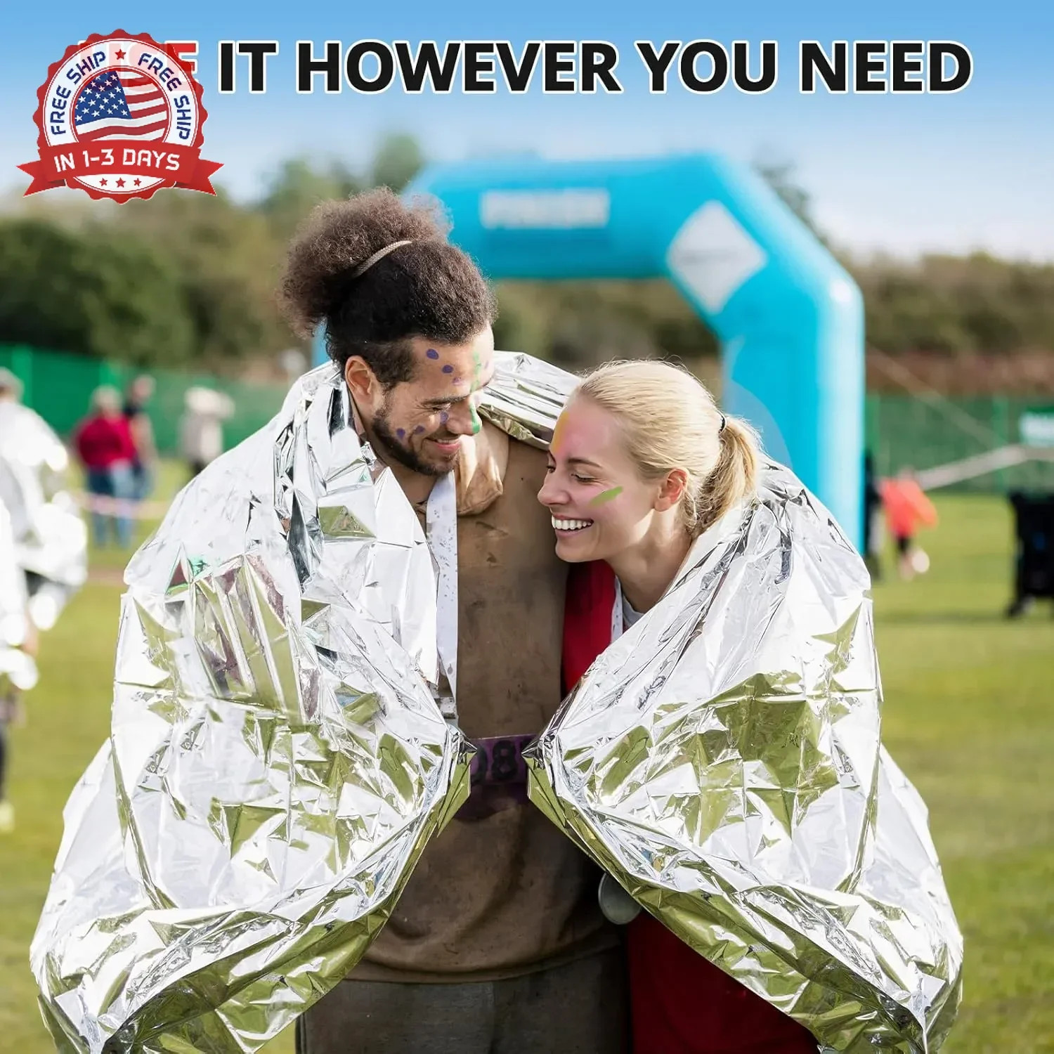 SecuCaptain Survival Emergency Thermal Blankets: Extra Large 84″ x63″ 4/10/25/30