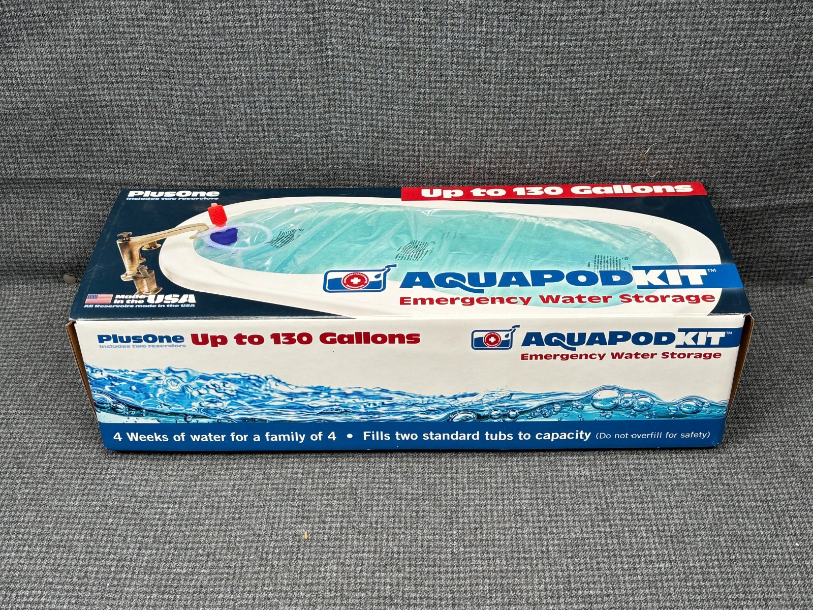 AquaPod Kit 130 gal In-Home Bathtub Emergency Water Storage Brand New Open Box