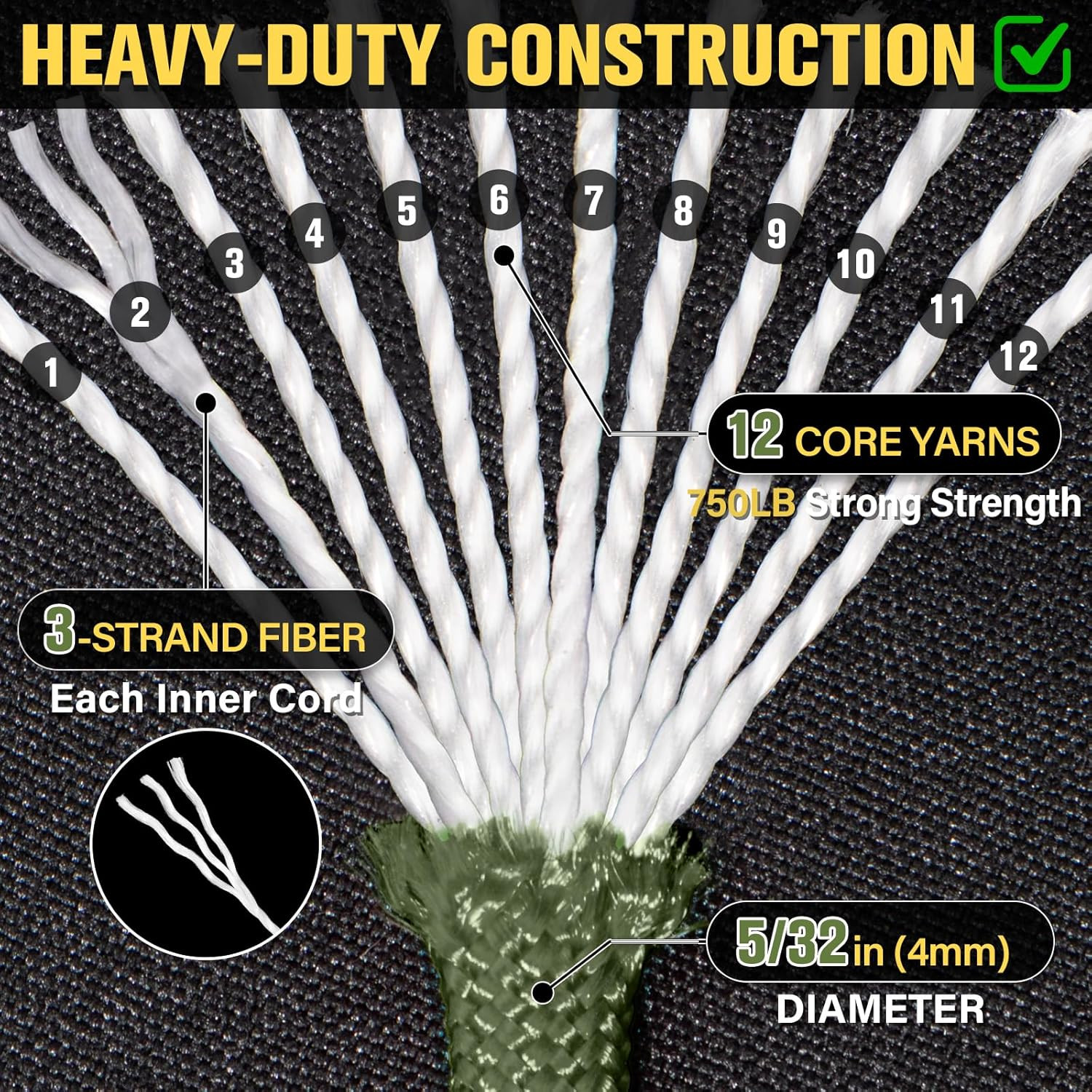 Paracord Rope 750 Lb – 1000Ft / 500Ft / 200Ft / 100Ft 5/32″ Parachute Cord 4MM 1