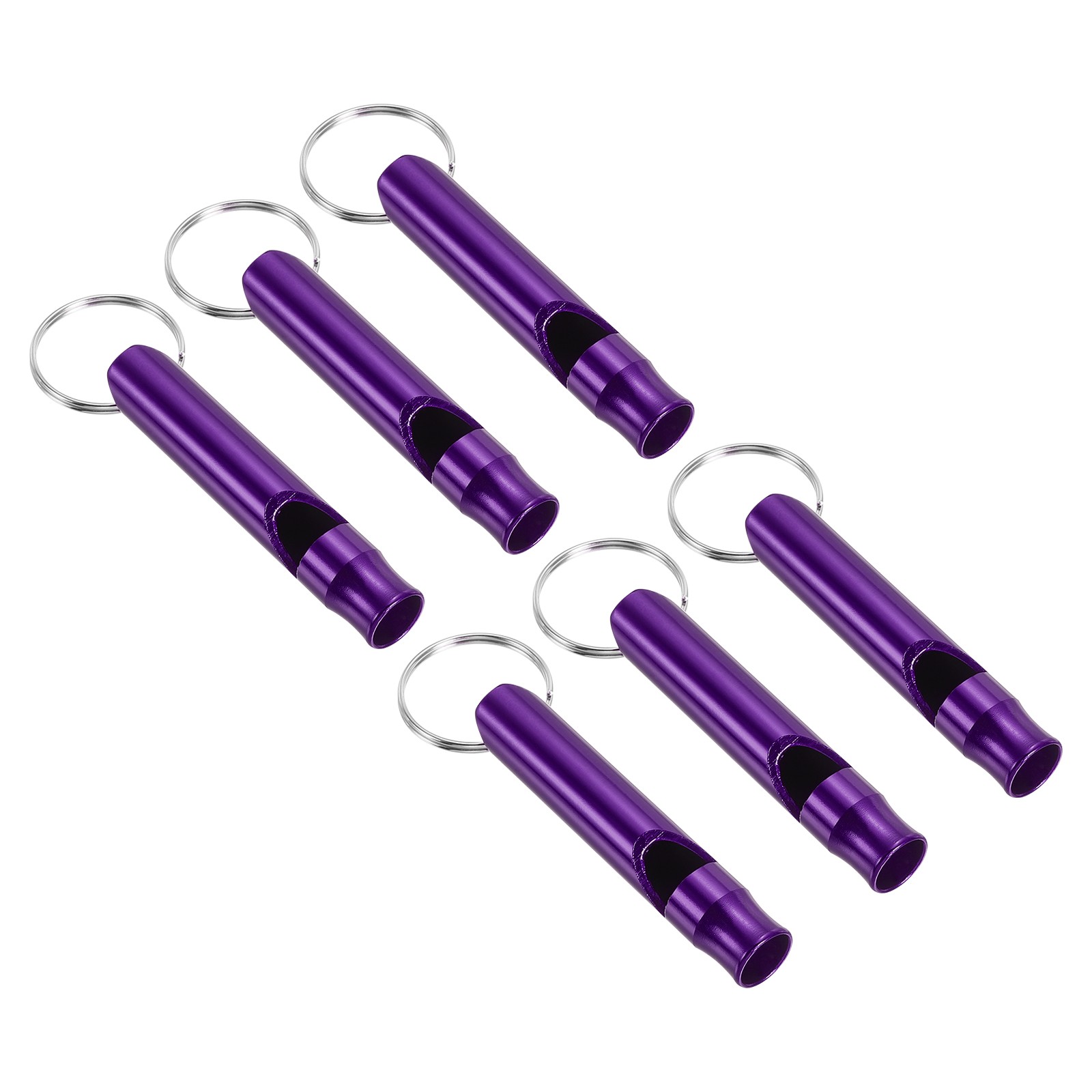 Emergency Whistle, 6pcs Safety Survival Whistles for Camping Hiking, Purple