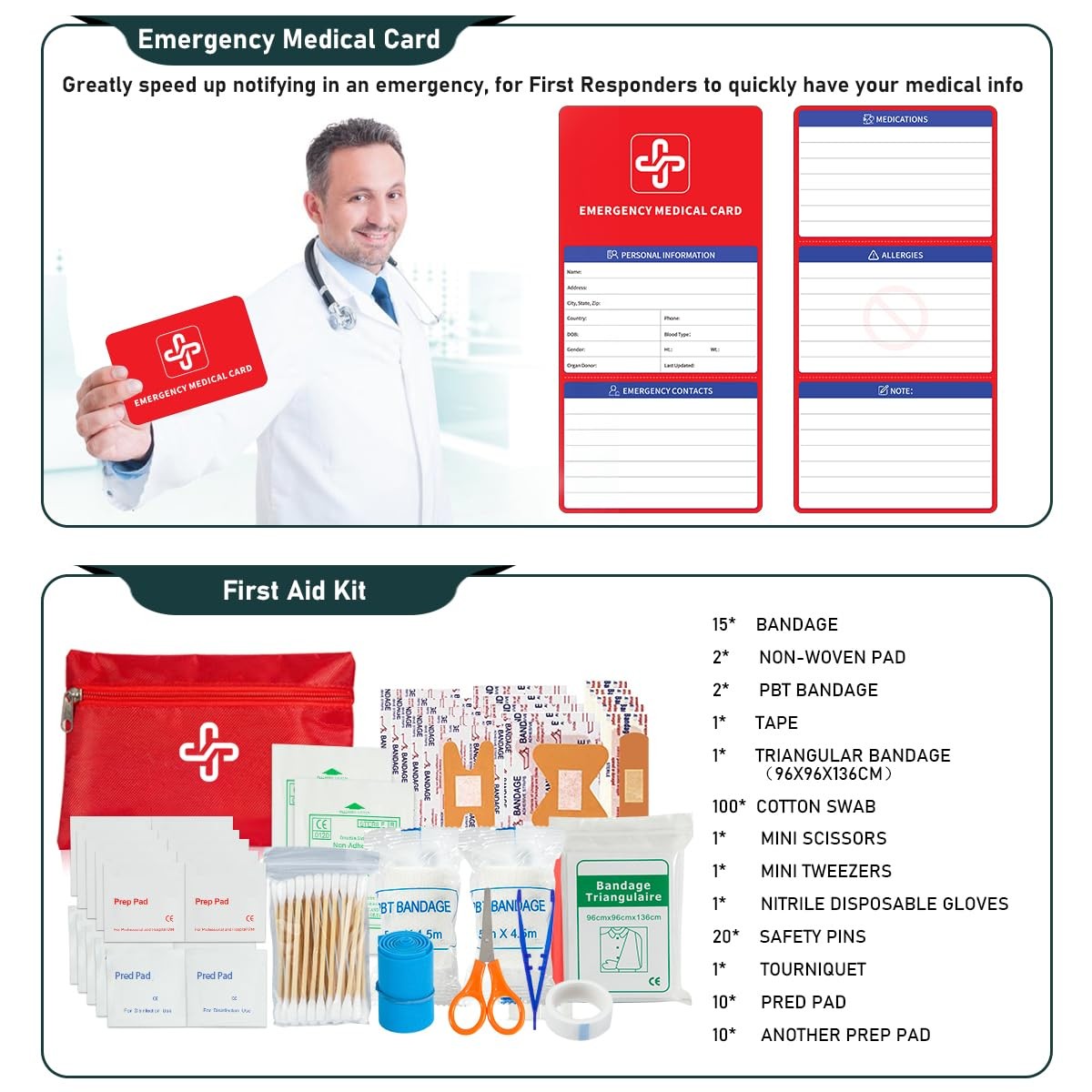 Survival Kit, 262Pcs Survival Gear and Supplies with First Aid Kit Pouch and …