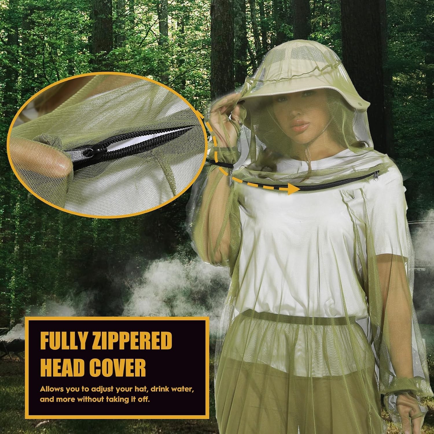 Luxurious Mosquito Protection Suit: 6-Piece Lightweight Outdoor Set – Green