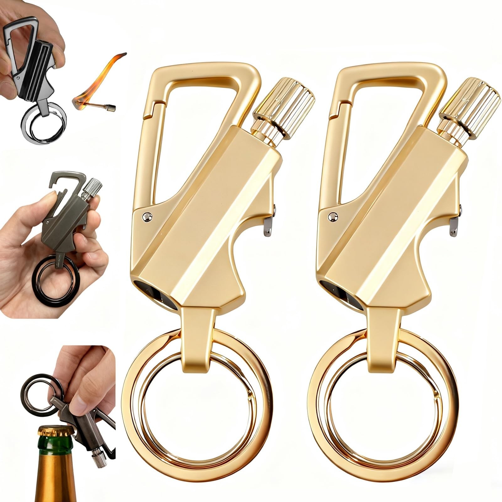 Keychain Lighter Metal Permanent Match Kerosene Lighter Reusable Waterproof W…