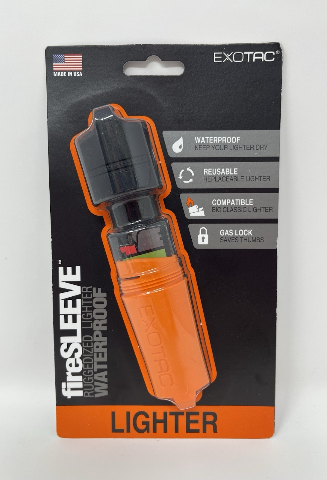 Exotac fireSLEEVE Ruggedized Waterproof Lighter Case – ORANGE