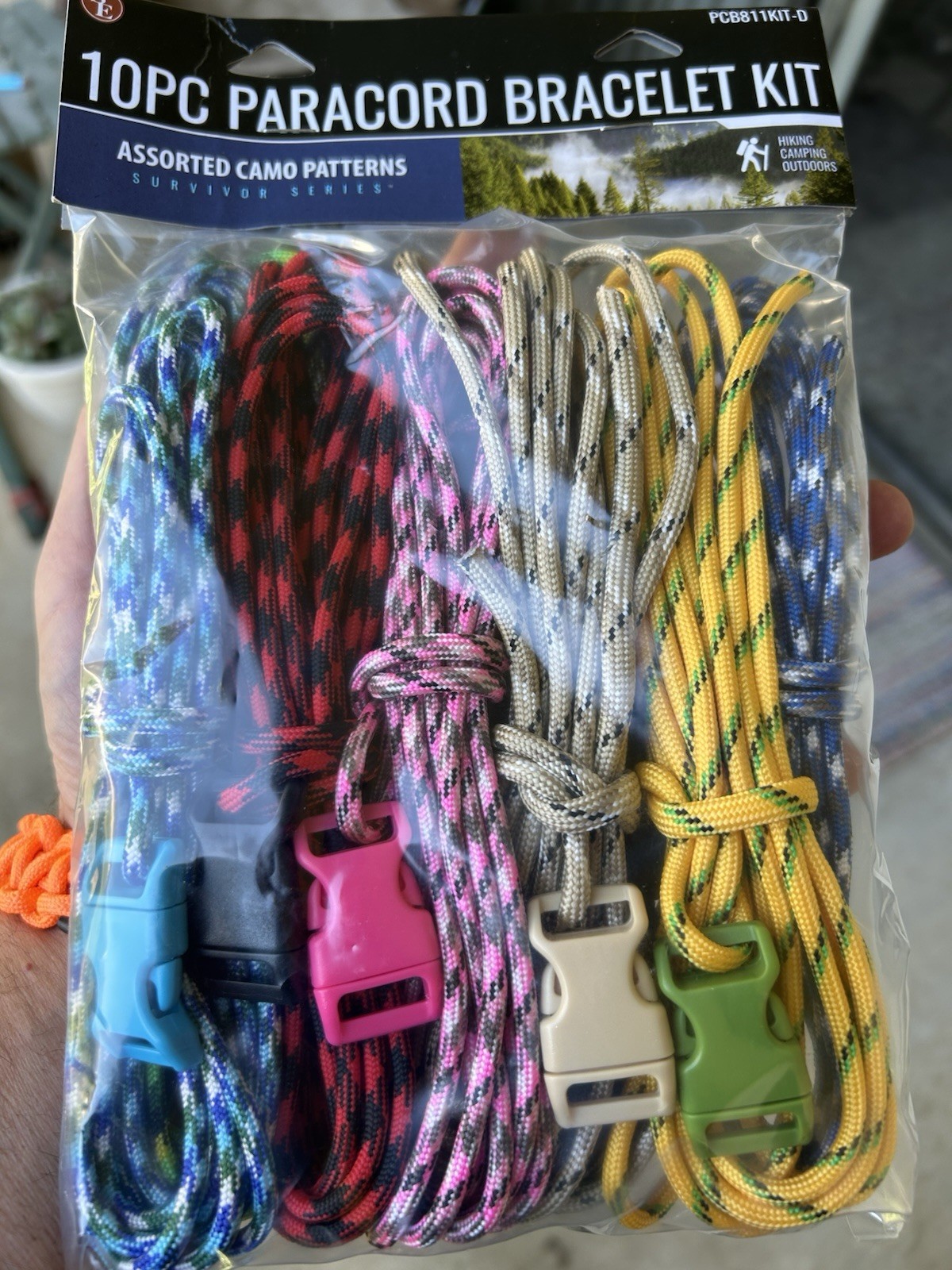 (10pk) 550 Camo Paracord Survival Make Your Own Bracelets 100 Feet With Buckles