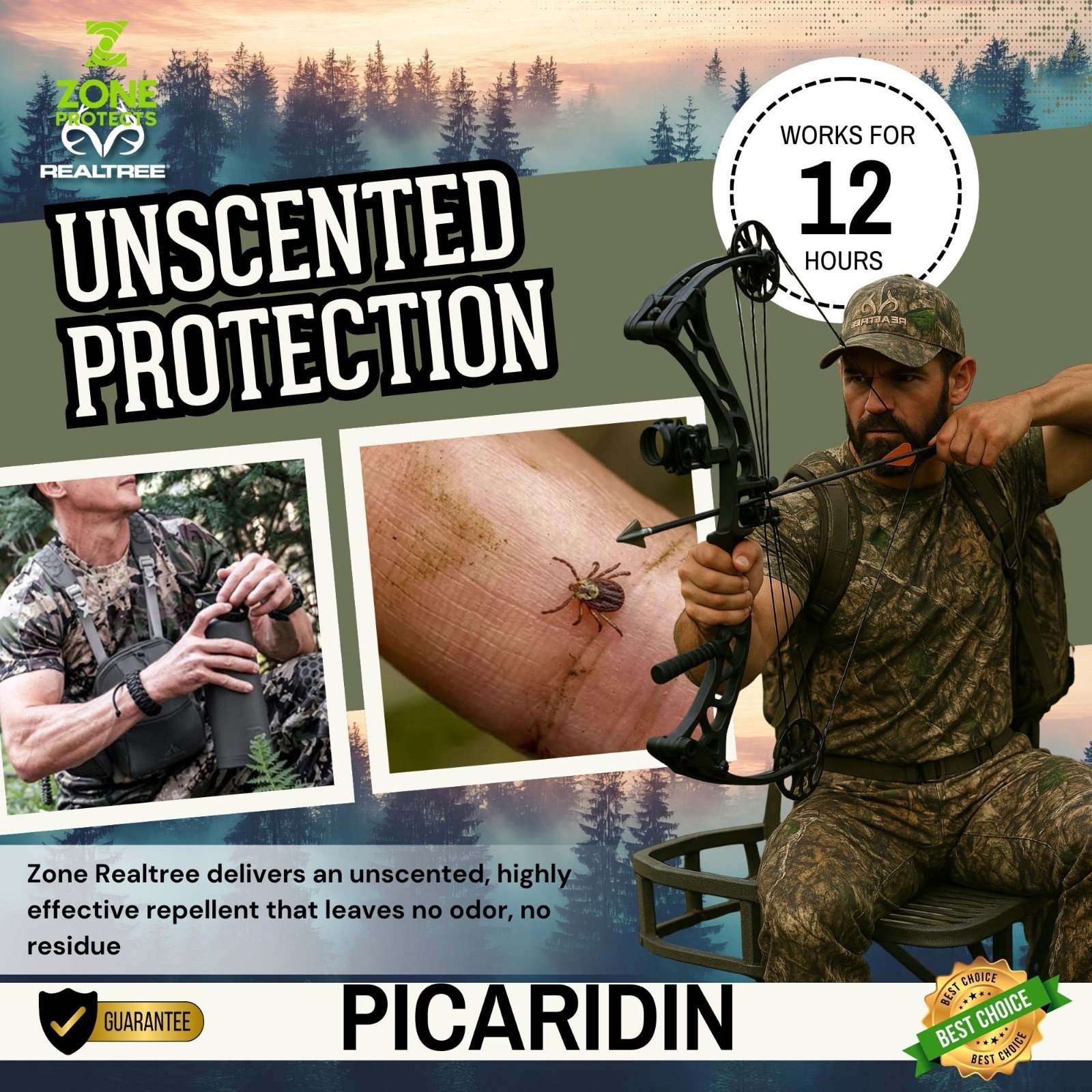 Zone Realtree Picaridin Insect Repellent Spray 2pk 4oz Spray and 8oz Refill