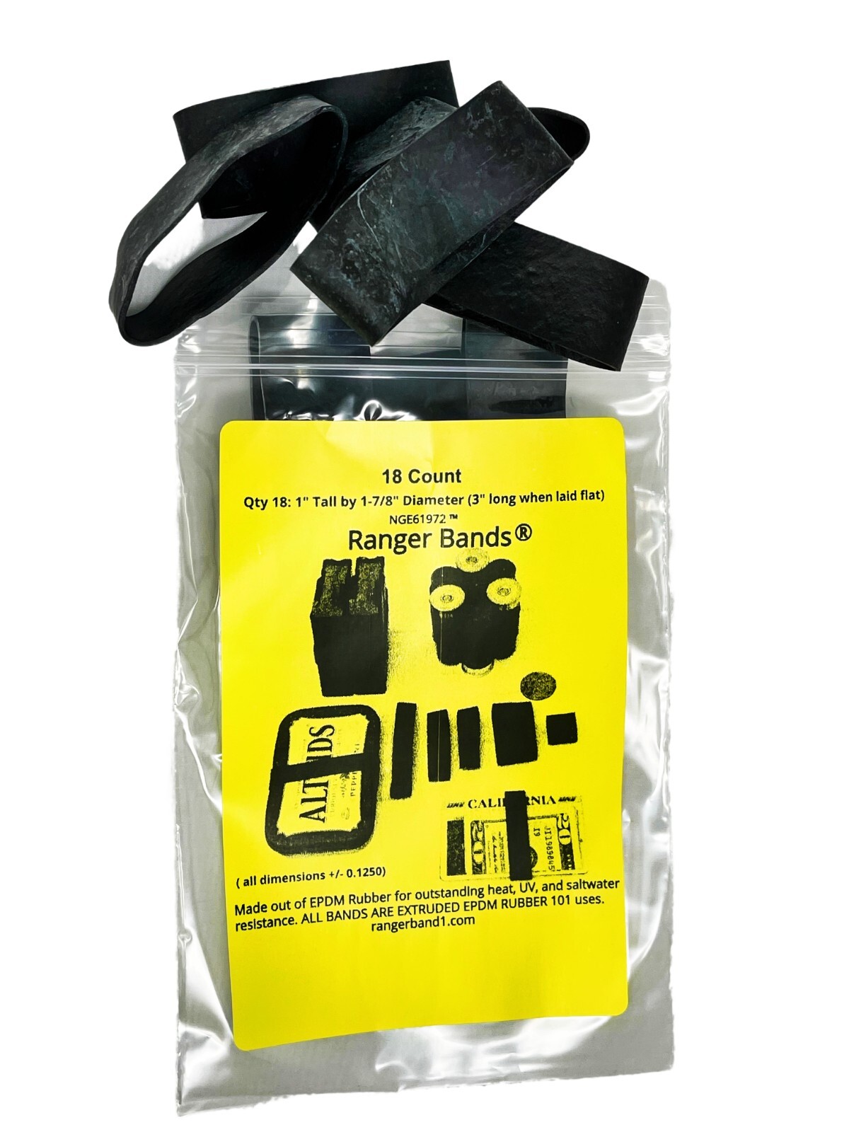 Ranger Bands® 18 Wide Heavy Duty EPDM Rubber Tactical Bands Survival Gear USA
