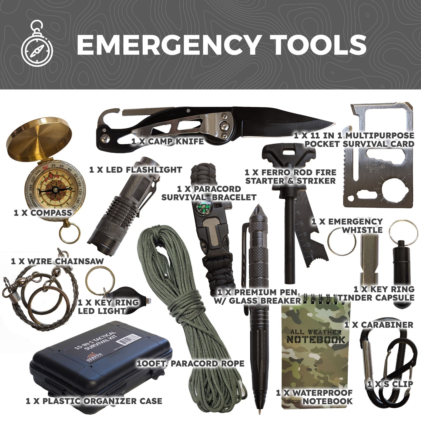 Bug Out Bag Starter Kit – 72 Hour Kit for 1 Person – Backpack Survival Kit