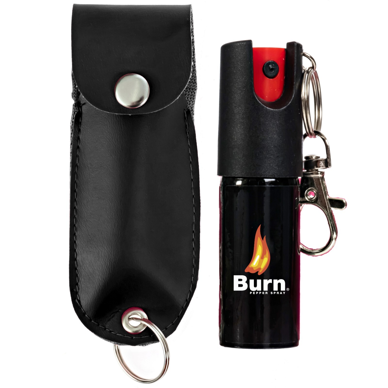 BURN Pepper Spray Keychain 0.5oz Self Defense In Black Holster – 2 Pack
