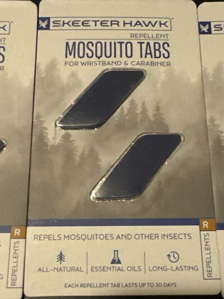 NEW 4x Skeeter Hawk Mosquito Repellent Oil Refill Tabs 2 Per Pack For Carabiner