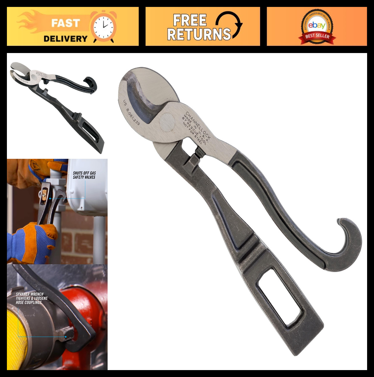Rescue Tool 8.88″ – Multi-Function Emergency Tool, Heavy-Duty, Durable Design